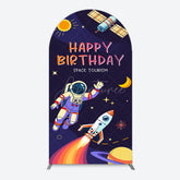 Aperturee - Aperturee Moon Astronaut Purple Galaxy Birthday Arch Backdrop